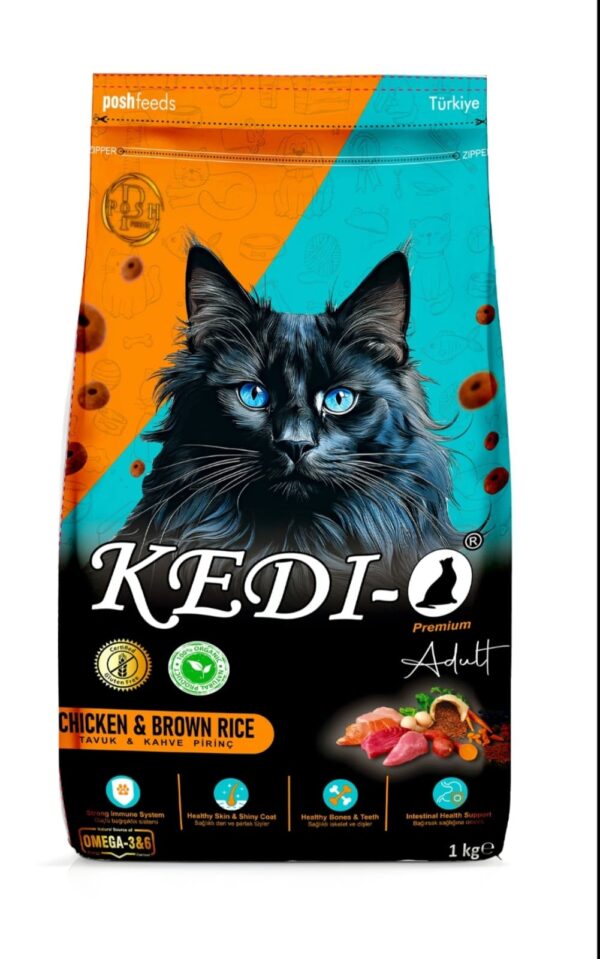 KEDI-O Premium Adult Cat Food – Chicken & Brown Rice (1kg)